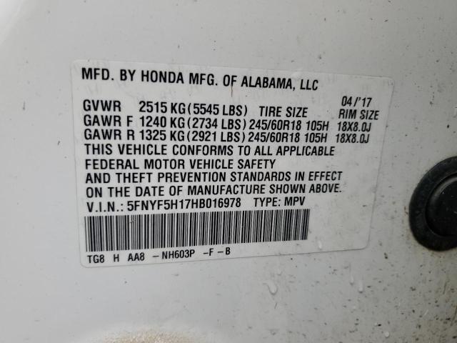 Photo 12 VIN: 5FNYF5H17HB016978 - HONDA PILOT 