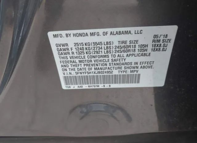 Photo 8 VIN: 5FNYF5H1XJB024952 - HONDA PILOT 