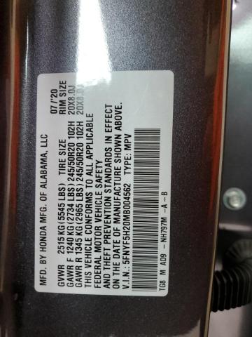 Photo 12 VIN: 5FNYF5H20MB004562 - HONDA PILOT SE 