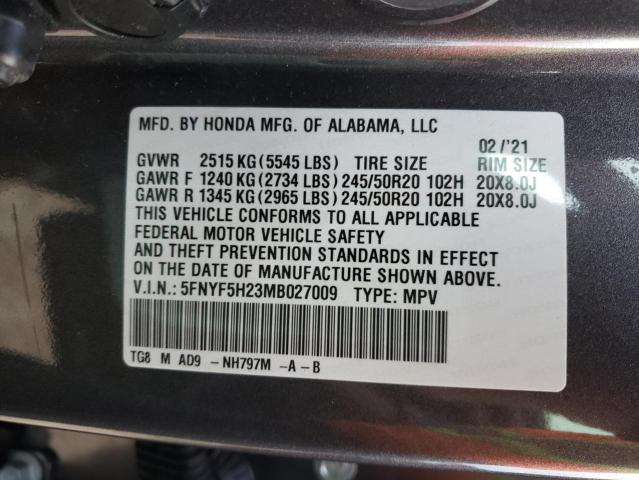 Photo 9 VIN: 5FNYF5H23MB027009 - HONDA PILOT SE 