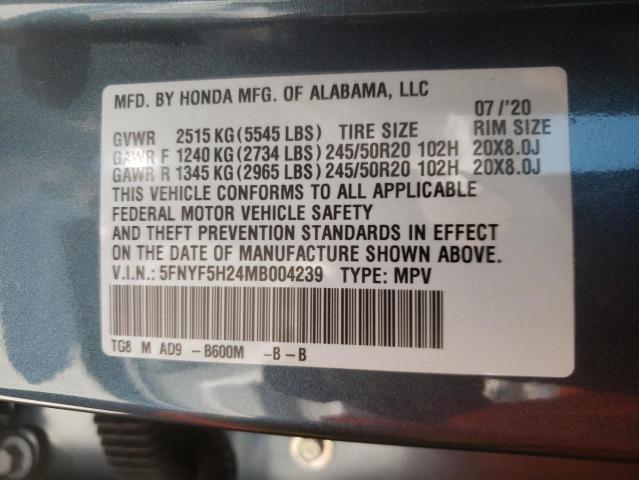 Photo 9 VIN: 5FNYF5H24MB004239 - HONDA PILOT SE 