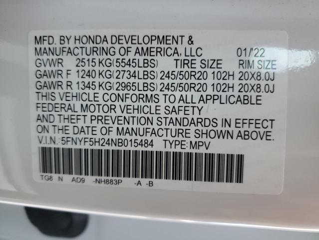 Photo 12 VIN: 5FNYF5H24NB015484 - HONDA PILOT SE 