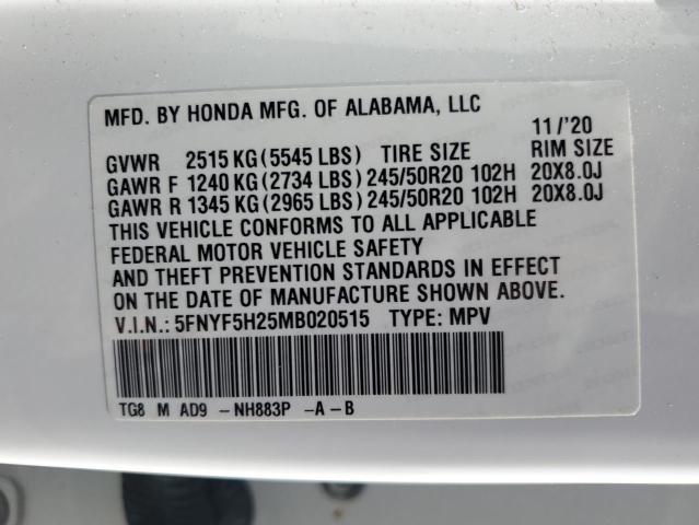 Photo 11 VIN: 5FNYF5H25MB020515 - HONDA PILOT SE 