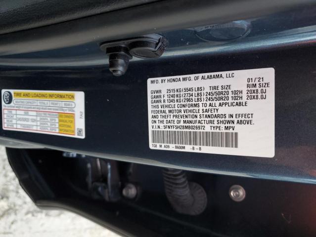 Photo 12 VIN: 5FNYF5H28MB026972 - HONDA PILOT 