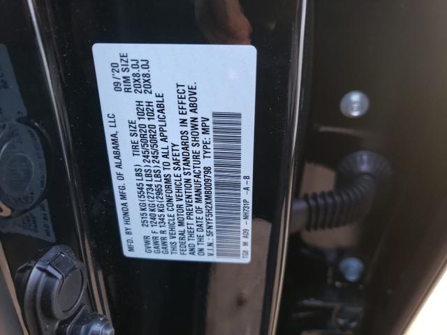 Photo 9 VIN: 5FNYF5H2XMB009798 - HONDA PILOT SE 