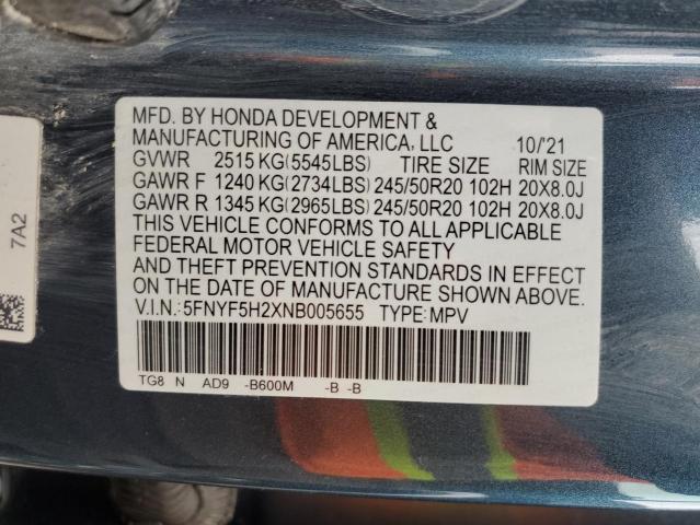 Photo 12 VIN: 5FNYF5H2XNB005655 - HONDA PILOT SE 