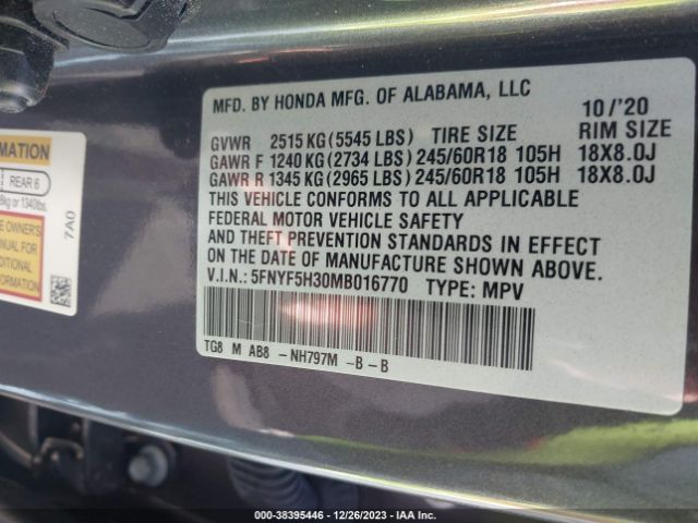 Photo 8 VIN: 5FNYF5H30MB016770 - HONDA PILOT 