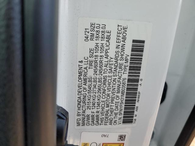 Photo 13 VIN: 5FNYF5H31MB035876 - HONDA PILOT EX 