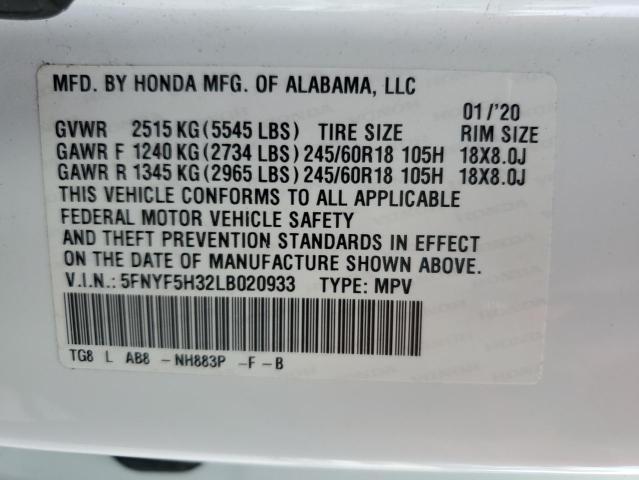 Photo 13 VIN: 5FNYF5H32LB020933 - HONDA PILOT 