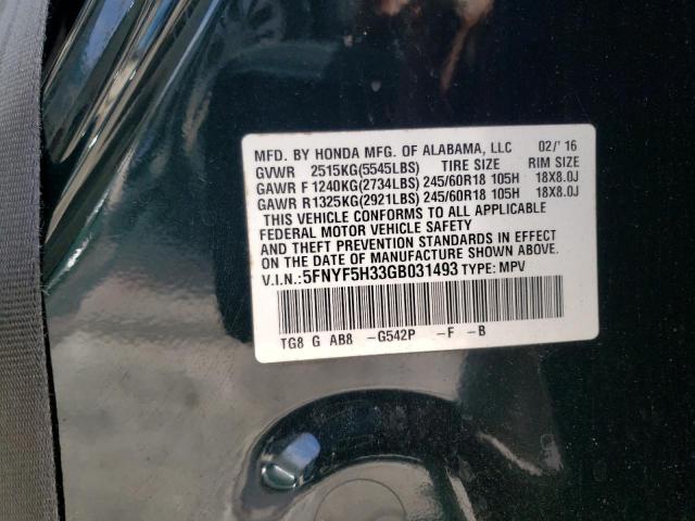 Photo 12 VIN: 5FNYF5H33GB031493 - HONDA PILOT 