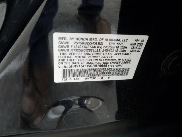 Photo 9 VIN: 5FNYF5H35GB018048 - HONDA PILOT 