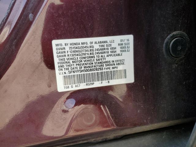 Photo 11 VIN: 5FNYF5H50GB028293 - HONDA PILOT 