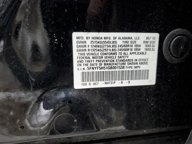 Photo 11 VIN: 5FNYF5H51GB001538 - HONDA PILOT 