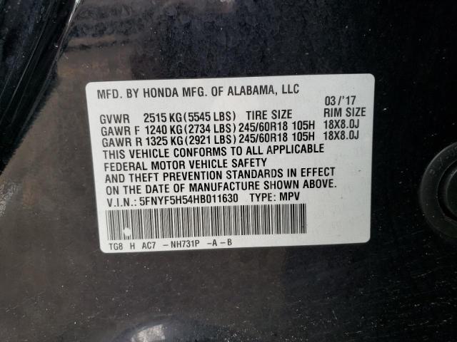 Photo 13 VIN: 5FNYF5H54HB011630 - HONDA PILOT EXL 