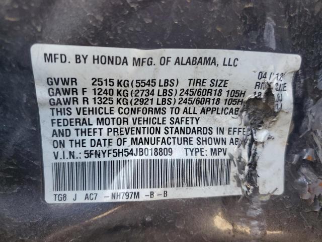 Photo 11 VIN: 5FNYF5H54JB018809 - HONDA PILOT EXL 