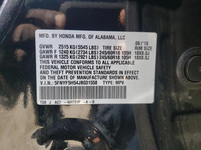 Photo 9 VIN: 5FNYF5H54JB031558 - HONDA PILOT EXL 