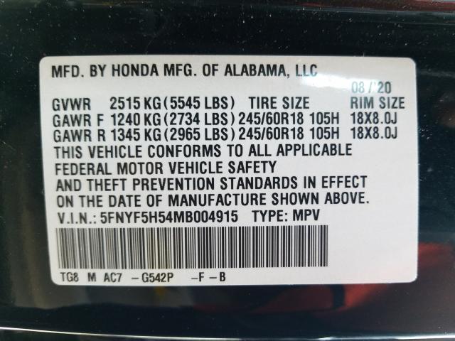 Photo 9 VIN: 5FNYF5H54MB004915 - HONDA PILOT EXL 