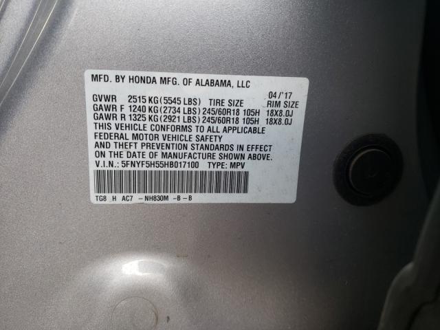 Photo 9 VIN: 5FNYF5H55HB017100 - HONDA PILOT EXL 