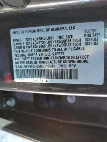 Photo 9 VIN: 5FNYF5H55MB016541 - HONDA PILOT EXL 