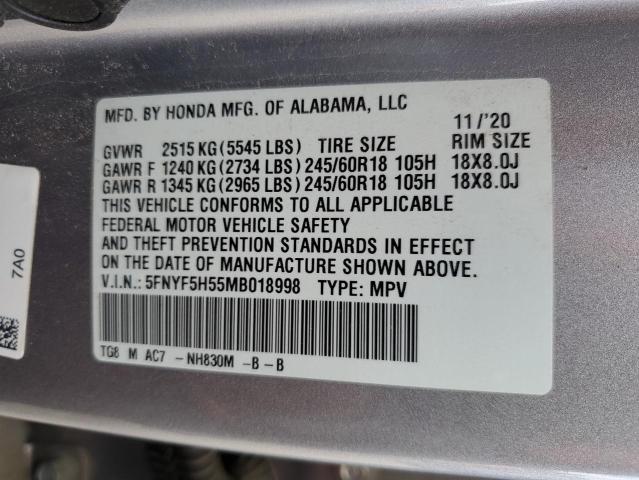 Photo 13 VIN: 5FNYF5H55MB018998 - HONDA PILOT EXL 