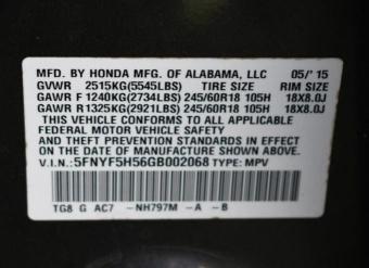 Photo 9 VIN: 5FNYF5H56GB002068 - HONDA PILOT 