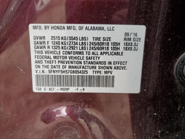 Photo 11 VIN: 5FNYF5H57GB054325 - HONDA PILOT EXL 