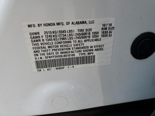 Photo 9 VIN: 5FNYF5H59LB010188 - HONDA PILOT EXL 