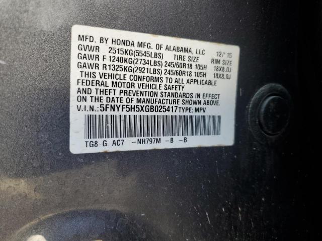 Photo 12 VIN: 5FNYF5H5XGB025417 - HONDA PILOT 