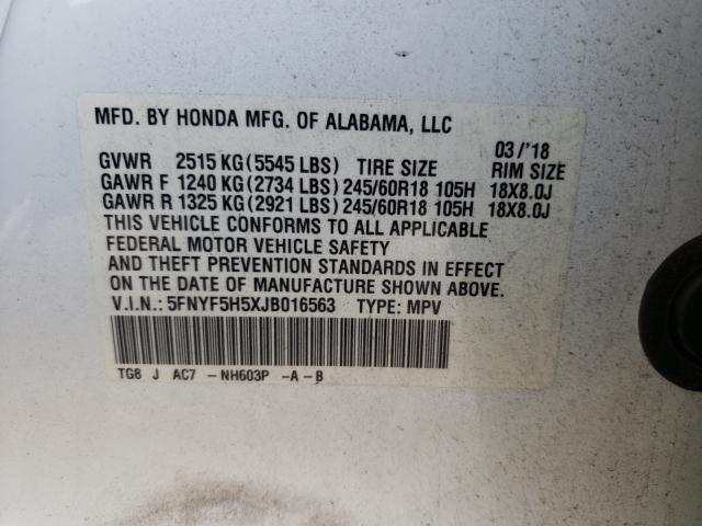 Photo 9 VIN: 5FNYF5H5XJB016563 - HONDA PILOT EXL 