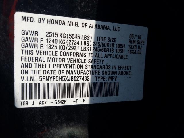 Photo 9 VIN: 5FNYF5H5XJB027482 - HONDA PILOT EXL 