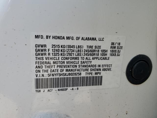 Photo 12 VIN: 5FNYF5H5XJB028258 - HONDA PILOT EXL 