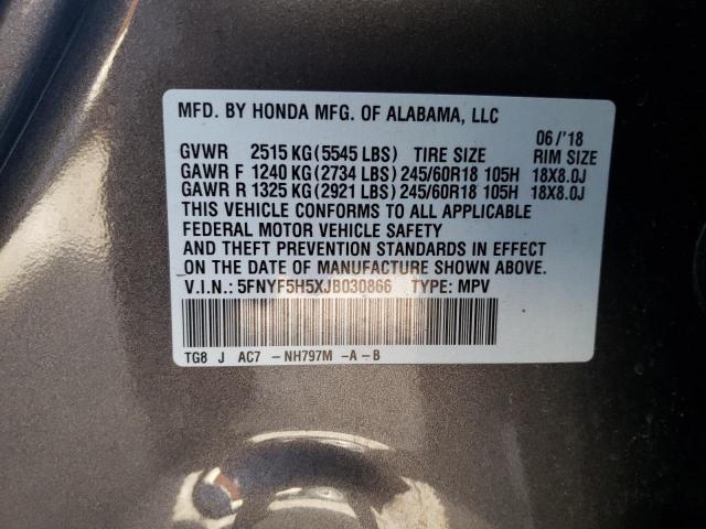 Photo 9 VIN: 5FNYF5H5XJB030866 - HONDA PILOT EXL 