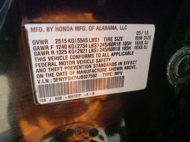 Photo 9 VIN: 5FNYF5H74JB027592 - HONDA PILOT 