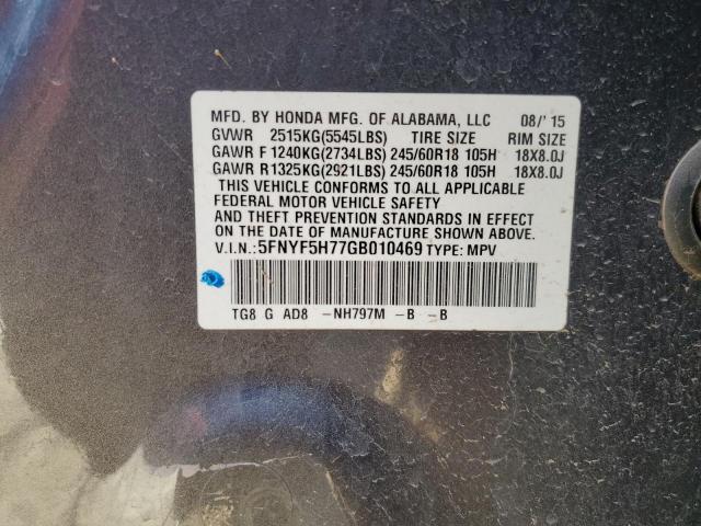 Photo 12 VIN: 5FNYF5H77GB010469 - HONDA PILOT EXLN 