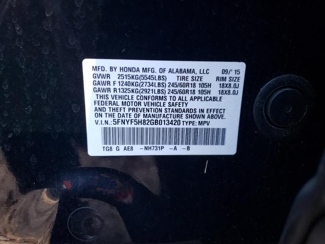 Photo 12 VIN: 5FNYF5H82GB013420 - HONDA PILOT EXL 