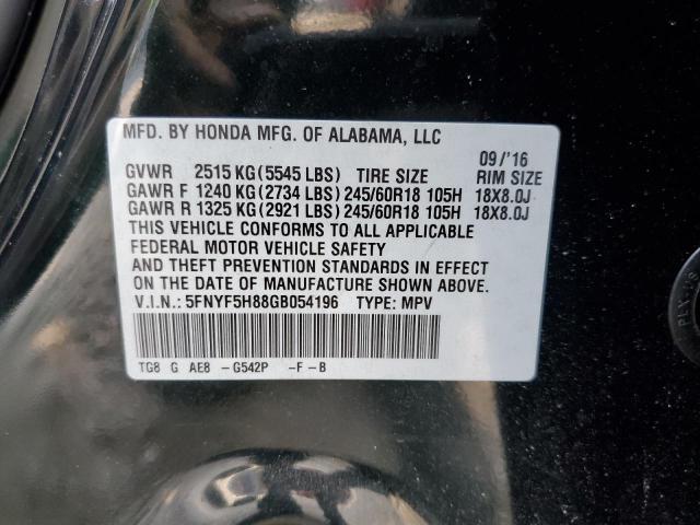 Photo 9 VIN: 5FNYF5H88GB054196 - HONDA PILOT EXL 