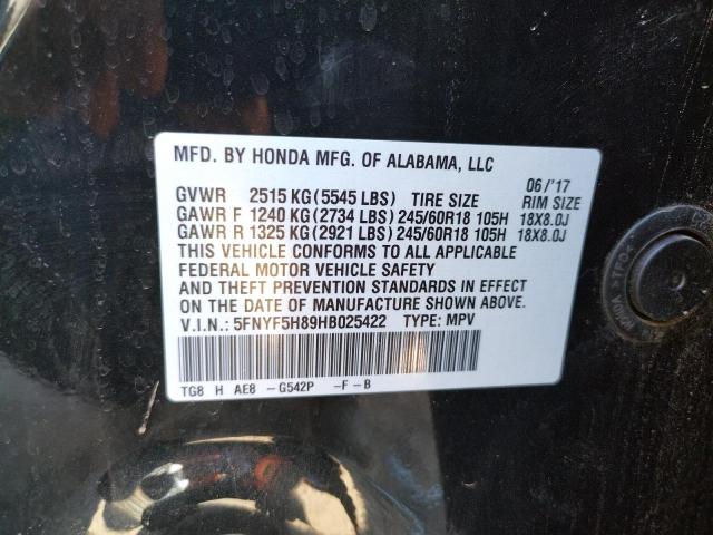 Photo 9 VIN: 5FNYF5H89HB025422 - HONDA PILOT EXL 