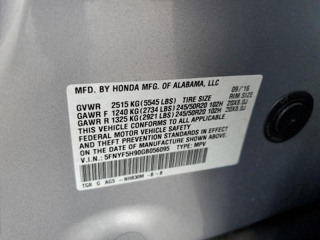 Photo 13 VIN: 5FNYF5H90GB056095 - HONDA PILOT 