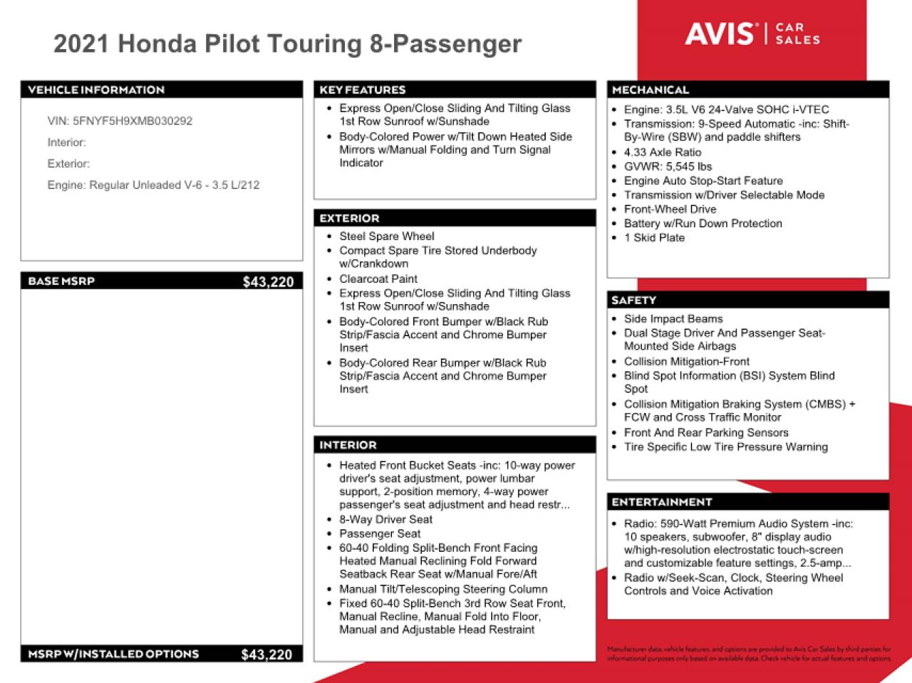 Photo 12 VIN: 5FNYF5H9XMB030292 - HONDA PILOT 