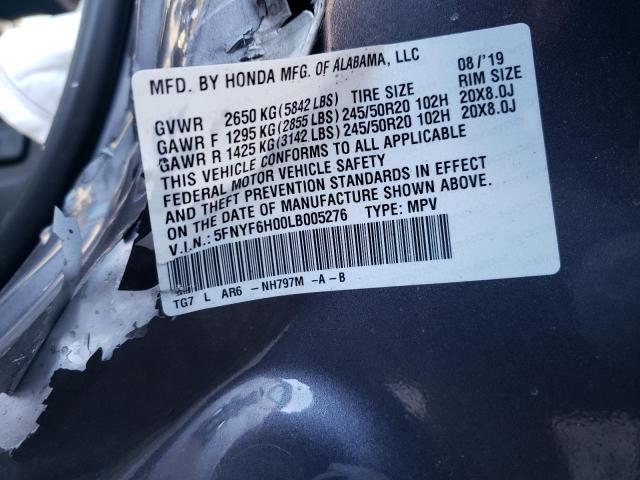 Photo 9 VIN: 5FNYF6H00LB005276 - HONDA PILOT ELIT 