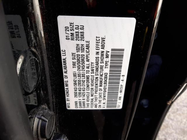 Photo 9 VIN: 5FNYF6H01LB043843 - HONDA PILOT ELIT 