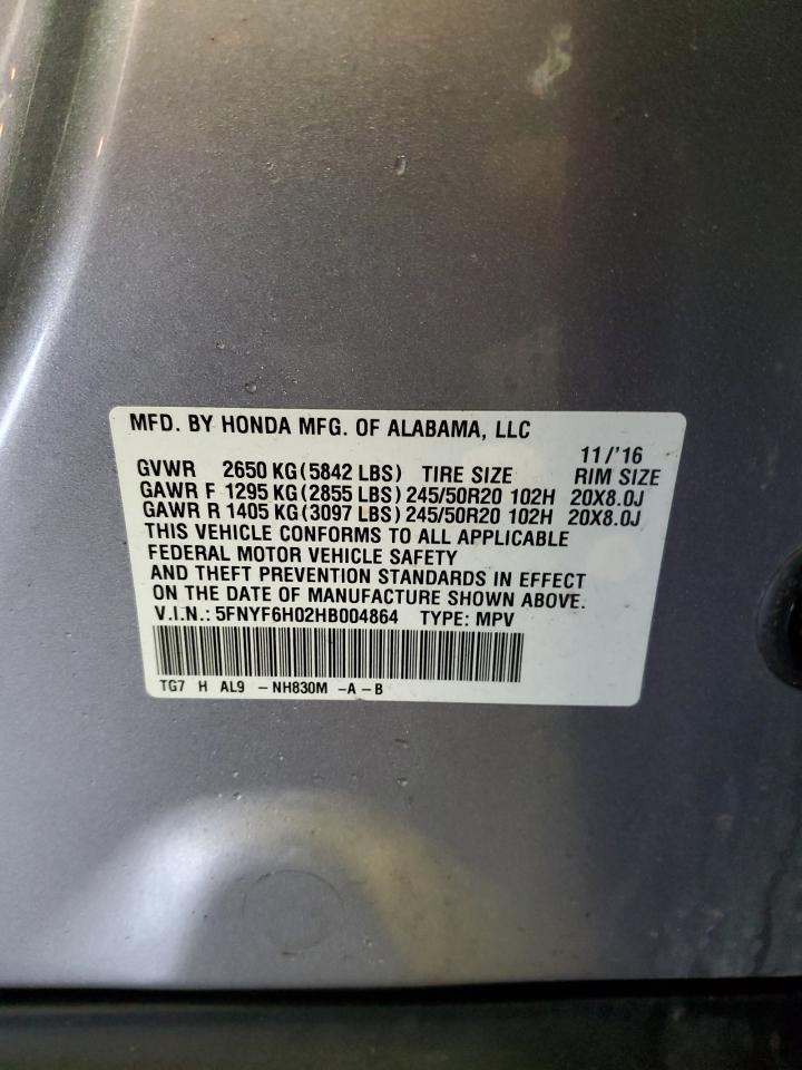 Photo 12 VIN: 5FNYF6H02HB004864 - HONDA PILOT 