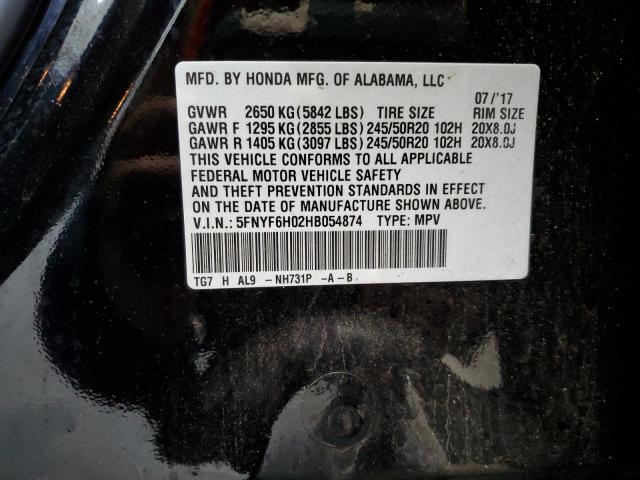 Photo 12 VIN: 5FNYF6H02HB054874 - HONDA PILOT ELIT 