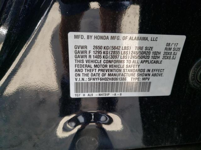 Photo 12 VIN: 5FNYF6H02HB061386 - HONDA PILOT 