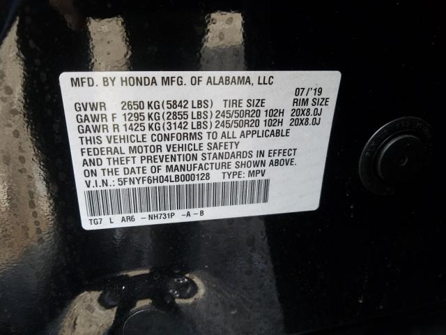 Photo 9 VIN: 5FNYF6H04LB000128 - HONDA PILOT ELIT 