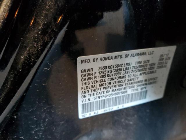 Photo 12 VIN: 5FNYF6H05HB075508 - HONDA PILOT ELIT 