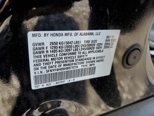 Photo 12 VIN: 5FNYF6H05HB077274 - HONDA PILOT 