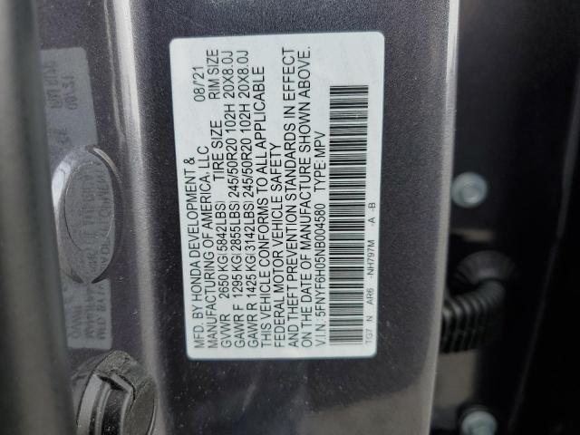 Photo 9 VIN: 5FNYF6H05NB004580 - HONDA PILOT ELIT 