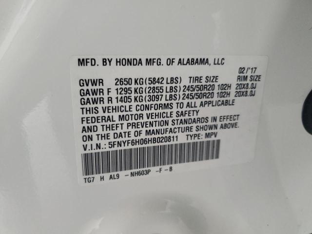 Photo 12 VIN: 5FNYF6H06HB020811 - HONDA PILOT ELIT 