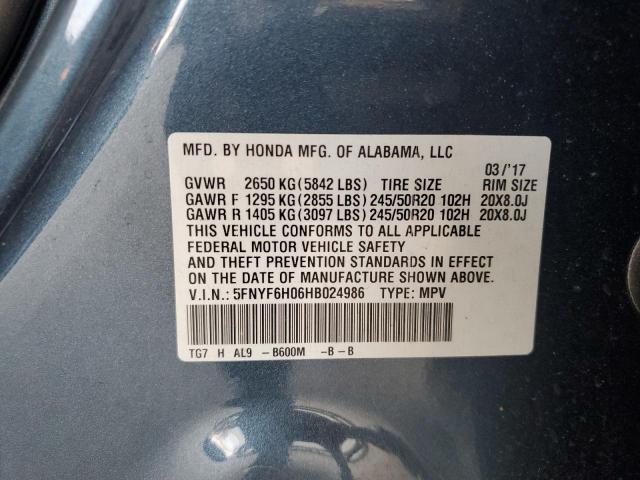 Photo 12 VIN: 5FNYF6H06HB024986 - HONDA PILOT 